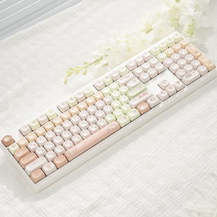 漫步猫Z108客制化机械键盘有线 无线蓝牙女生办公静音麻将音可爱