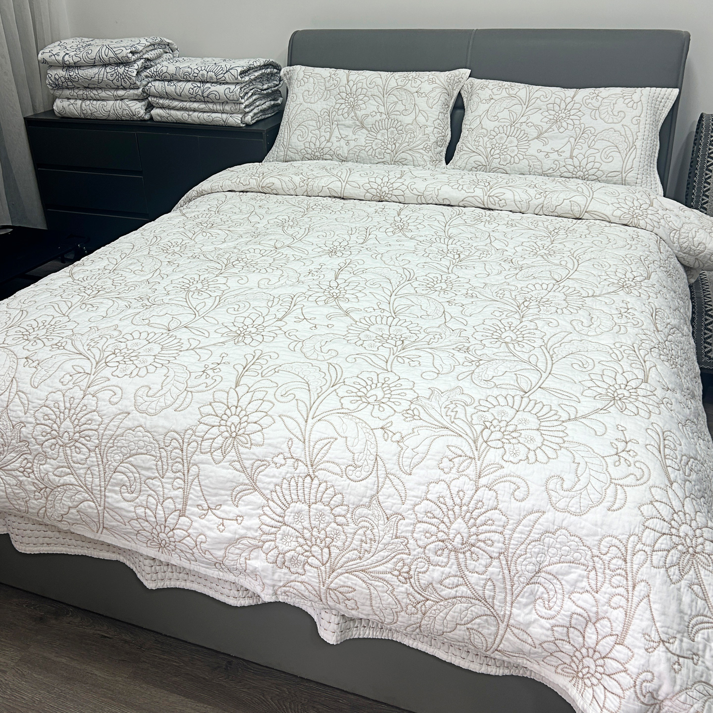 纯棉巴厘纱夹棉加多功能被套床盖