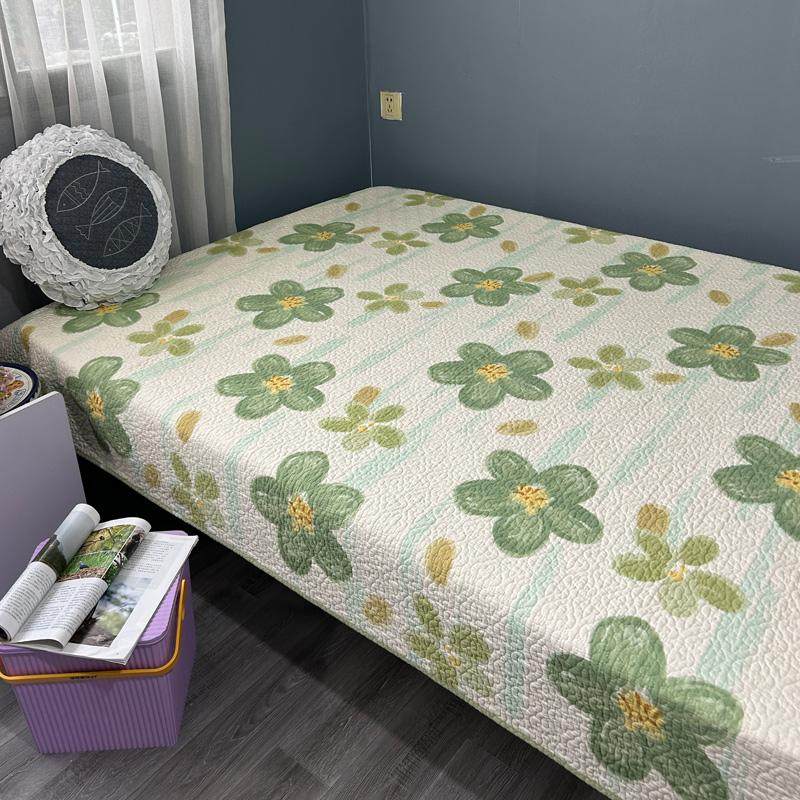 小碎花榻榻米炕床单加厚夹棉两面斜纹纯棉床盖单件四季通用可机洗