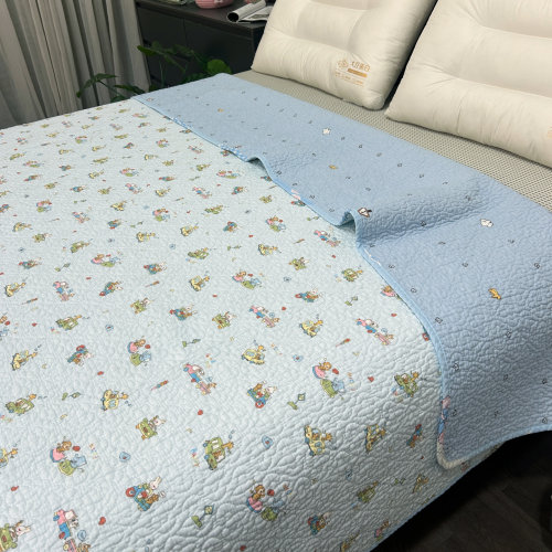 双面用纯棉防滑夹棉床单床盖单件