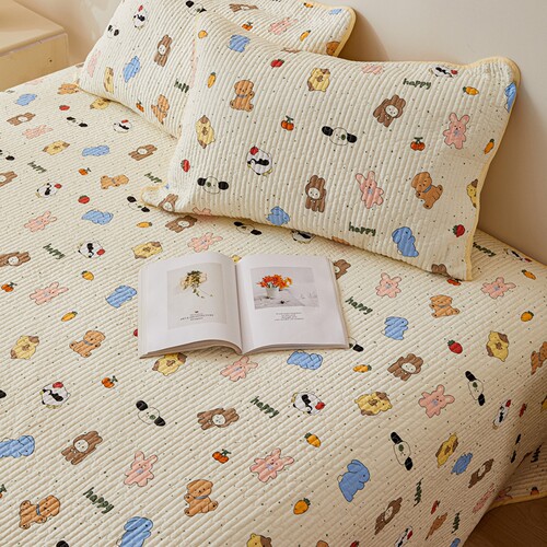 双面斜纹纯棉夹棉不起球防滑床盖