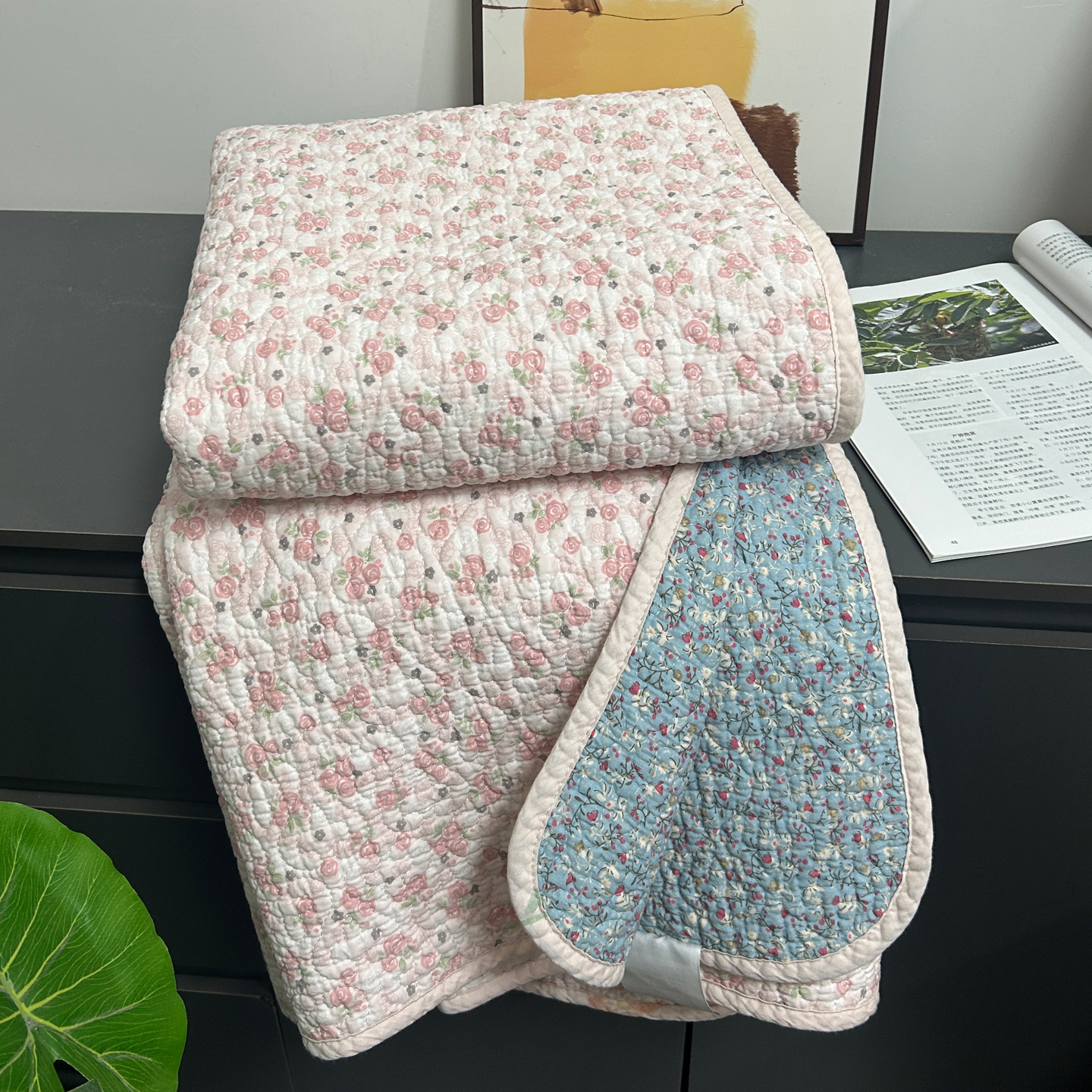 纯棉小碎花绗缝床盖单件双面用斜纹棉榻榻米衍缝炕垫双人夹棉床单