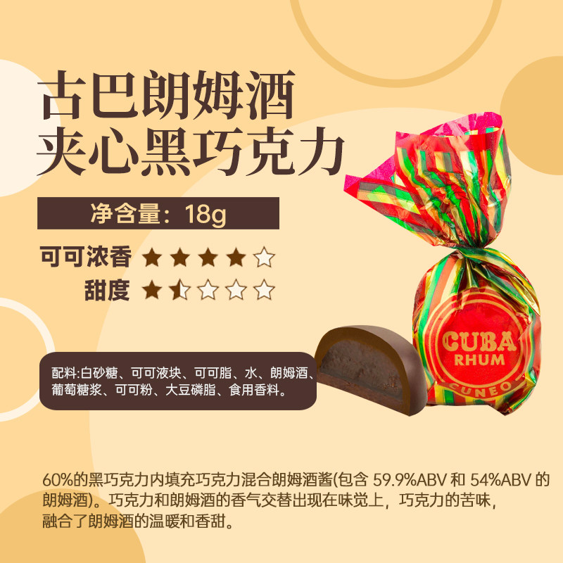 现货意大利进口闻绮Venchi古巴朗姆酒心黑巧克力散装零食图片
