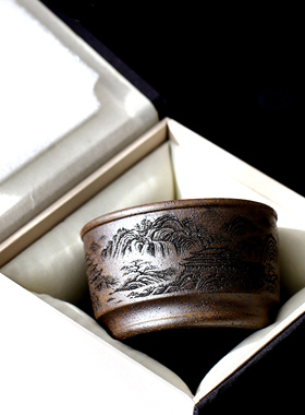 宜兴紫砂品茗杯主人杯单杯功夫茶杯家用个人手工黄金段柴烧 135cc