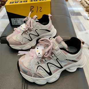 实体店童鞋2025冬季加绒保暖魔术贴女童老爹鞋运动鞋休闲鞋5856