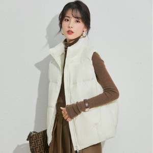 百搭羽绒马甲女款高端女秋冬2023新款欧美白鸭绒立领背心坎肩短款
