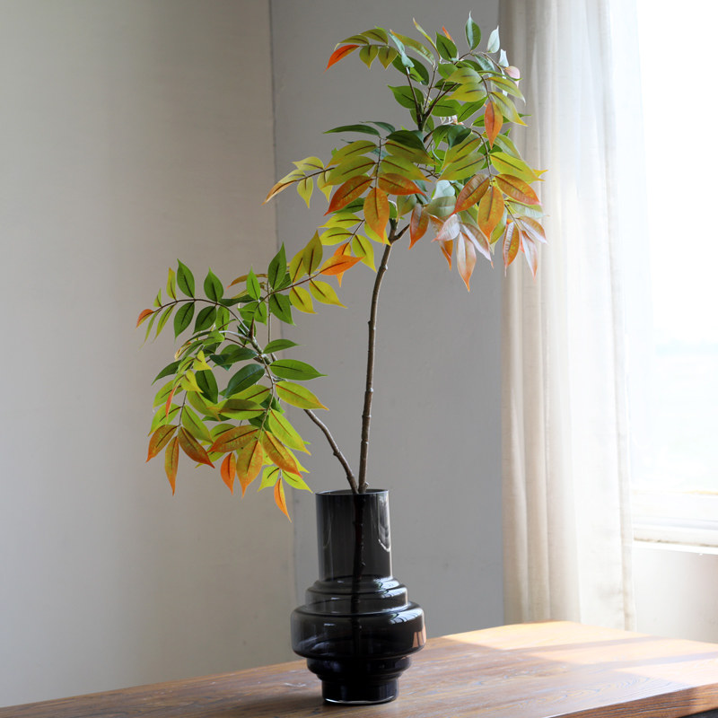 仿真漆木叶紫藤叶香椿树叶新中式家居装饰软装工程橱窗造景假树枝