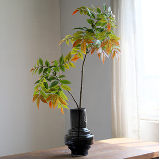 仿真漆木叶紫藤叶香椿树叶新中式家居装饰软装工程橱窗造景假树枝