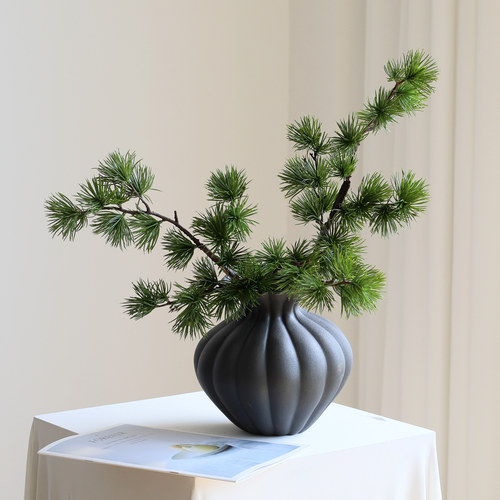 仿真松枝崖柏松湿地松植物绿植禅意新中式桌面插花软装诧寂风造景