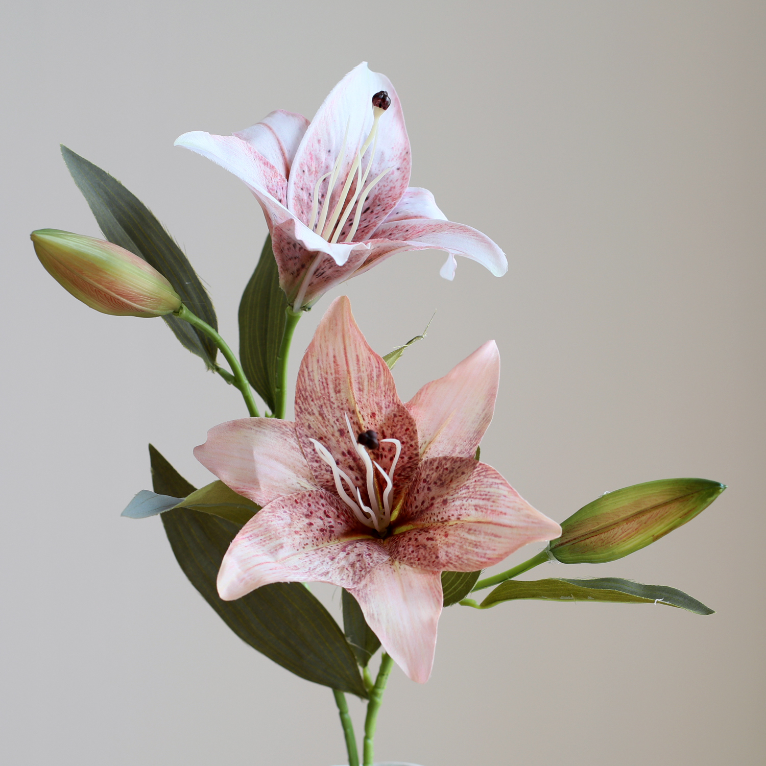 仿真秋色油画百合裸粉色假花摆设摆件装饰美式酒店房间摄影艺术