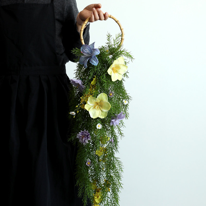 春日气息绿色手挽花垂坠新娘结婚摄影写真道具仿真花家居壁挂装饰