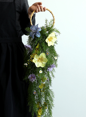 春日气息绿色手挽花垂坠新娘结婚摄影写真道具仿真花家居壁挂装饰