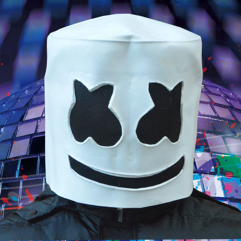 棉花糖电音节dj marshmello同款头套cos万圣节唱歌直播搞笑面具