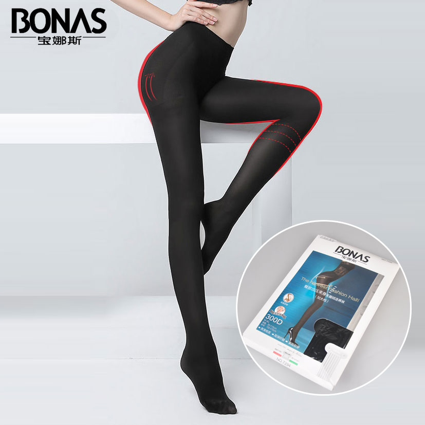 宝娜斯压力天鹅绒踩脚连裤袜