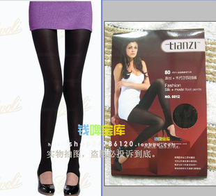 天姿 包邮 80D真丝 木代尔踩脚裤 袜收腹提臀6012 拼3 打底裤 6件