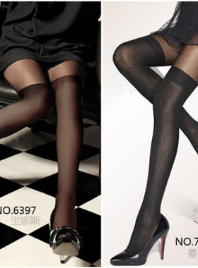 拼6条包邮 曼姿200D个性拼结假过膝仿高筒26041无痕连裤袜 76038