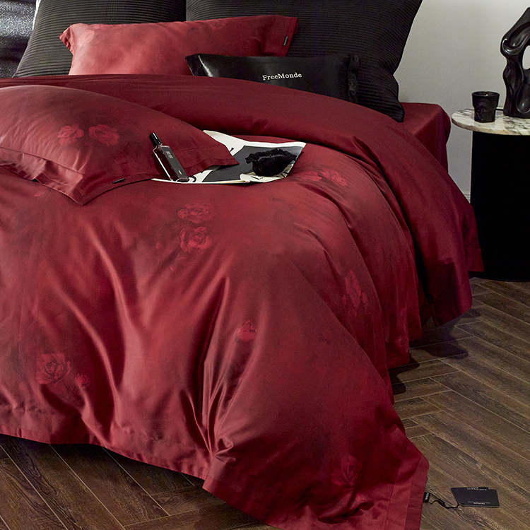 喜庆四季款 100支全棉纯棉提花被套四件套 柔软亲肤床上用品