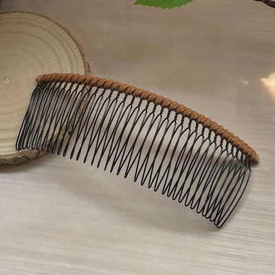 手工缠绕铁齿缎带发梳简约刘海梳