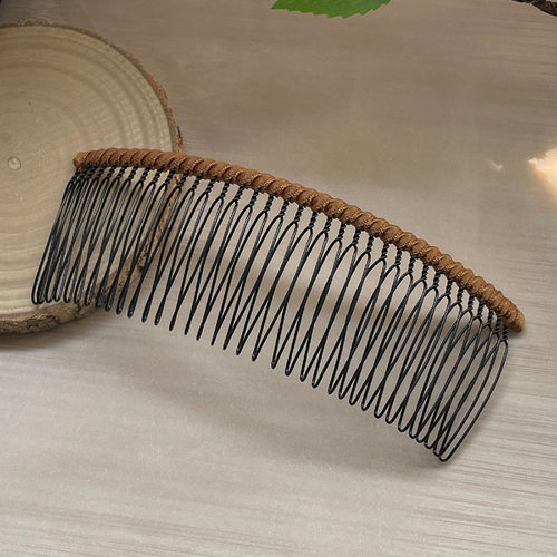 手工缠绕铁齿缎带发梳简约刘海梳