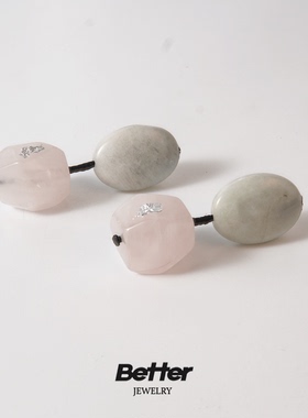 TB305  MARBLE　LEO  粉色小石耳环