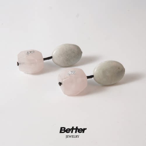 TB305  MARBLE　LEO  粉色小石耳环