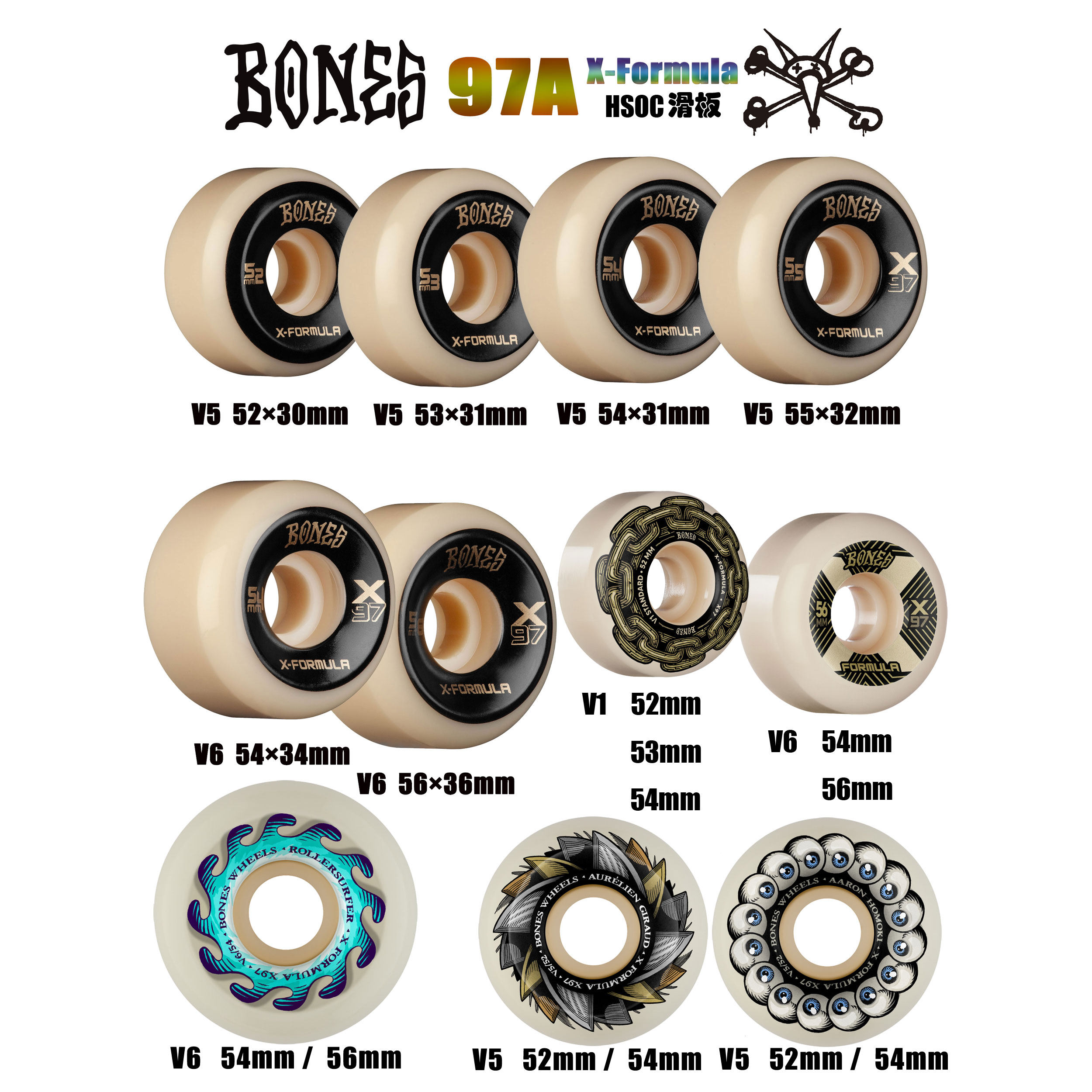 BONES X-Formula 97A 美产进口正品高端高弹大牌滑板轮全能轮HSOC