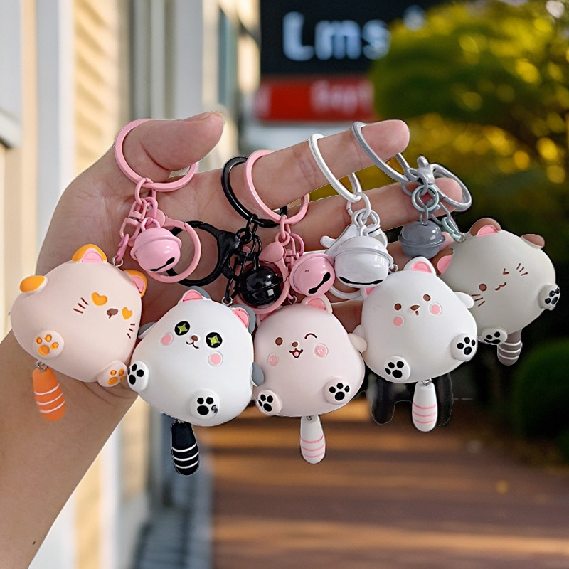 网红可爱卡通树脂动物狸猫小尾巴汽车背包挂件礼品公仔钥匙扣