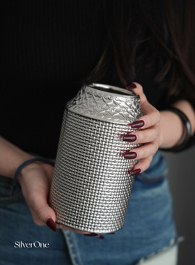 SilverOne织光若梦花瓶WOVEN DREAM高级哑光银色复古法式风插花器