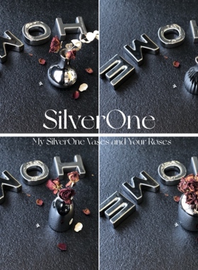 高级质感个性小口径花瓶组合银色陶瓷工艺品轻奢现代简约居家桌面