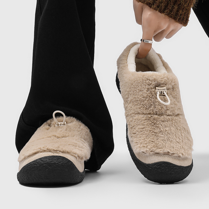 毛绒雪地靴一脚蹬棉鞋包头半拖鞋