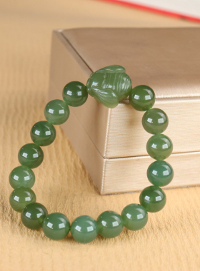 和田玉圆珠手链佛珠手串温润细腻