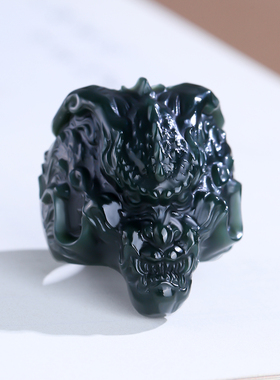 生肖龙玉扳指玉石戒指真品和田玉