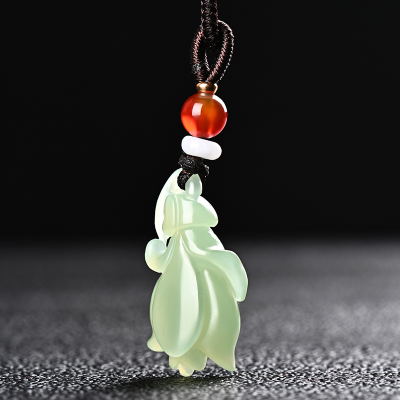 真品和田玉兰花玉坠男士女士玉兰花吊坠花开富贵玉佩玉石玉器挂件