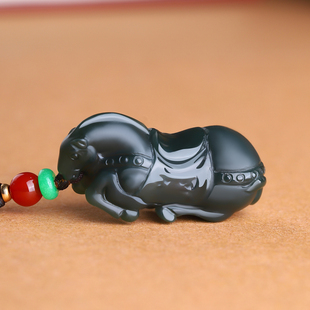 真品新疆和田玉细料唐马玉吊坠玉石生肖马立体挂件男女玉佩玉项坠