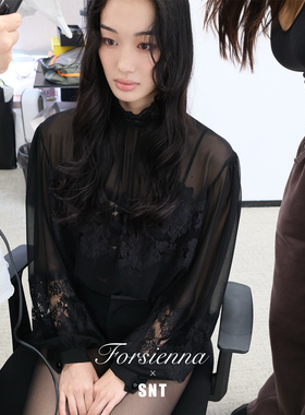 SNT【透视美学】100%桑蚕丝立体蕾丝拼接衬衣