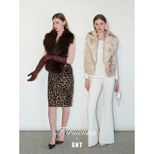 SNT【斯拉夫美学】巧克力棕/浅米 雍容华贵 韩国进口环保皮草毛领
