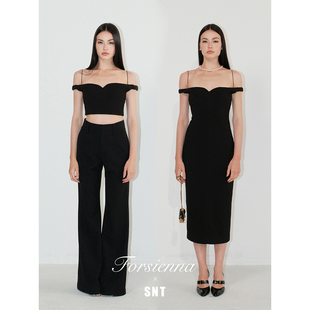 一字肩胸衣 收出曼妙花瓶曲线 轻礼服裙 优雅天鹅颈 SNT