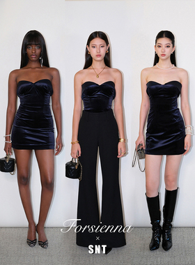 SNT 韩国进口丝绒 胸衣/礼服抹胸裙