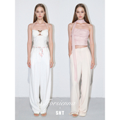 微萝卜裤 SNT 显瘦垂坠 爽滑醋酸面料 杏色 白色