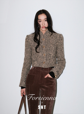 SNT【文艺复兴】意大利进口立体肌理感斜纹 小立领新中式外套