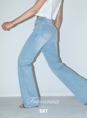 SNT 【初夏海风】春夏特调晴空蓝 很显腰臀比的低腰微喇牛仔裤