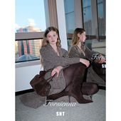 SNT 抹胸裙 羊毛大衣 红蓝宝石 立体金属丝斜纹长款