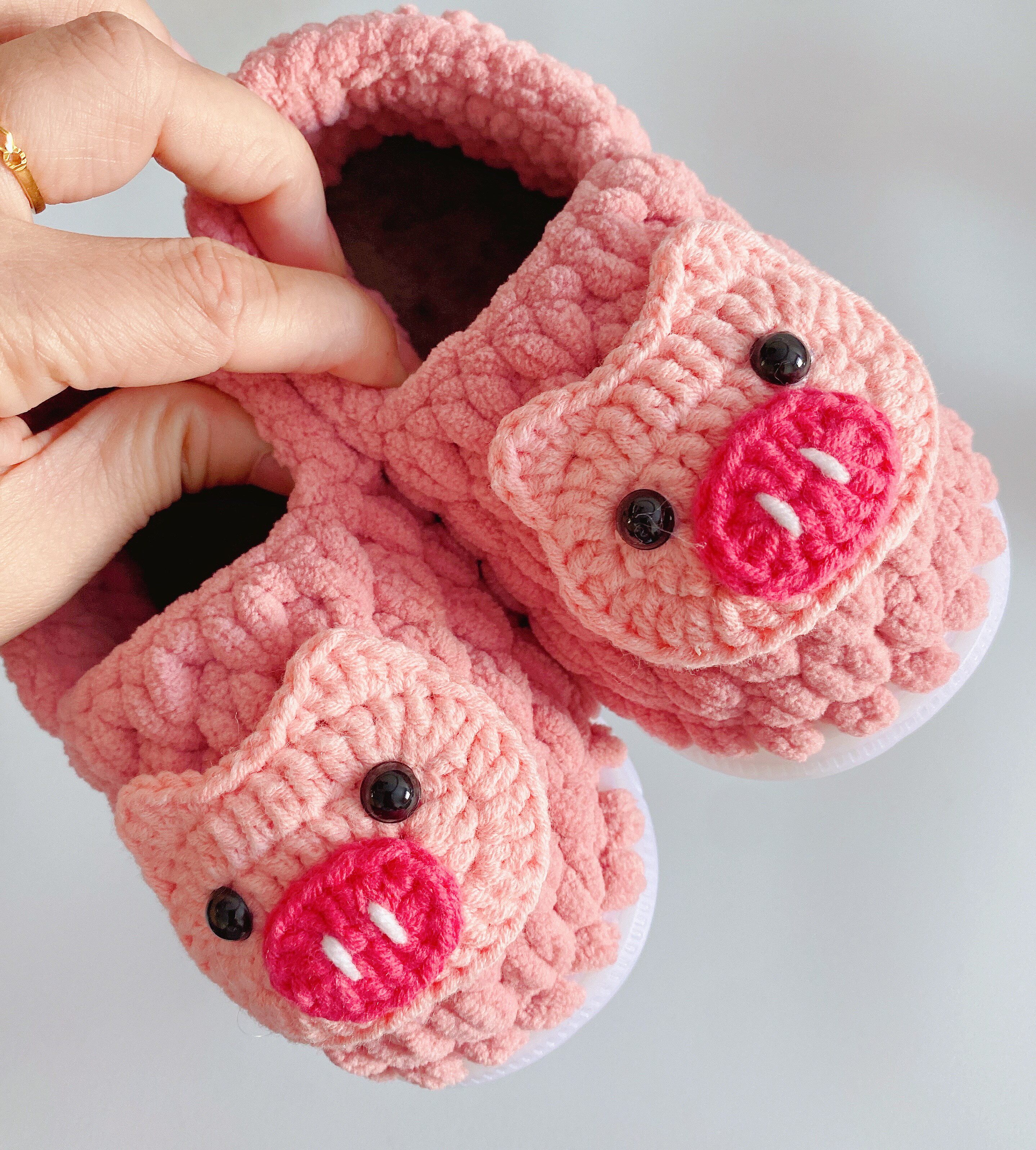 手工编织拖鞋棉鞋材料包儿童卡通猪猪鞋男女宝手工冰条线毛线拖鞋