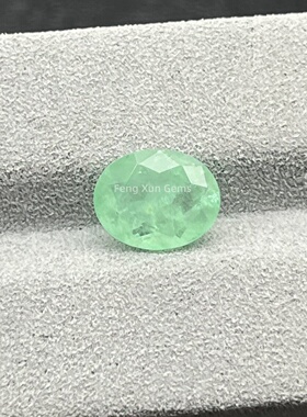 CBX18嫩绿色蛋形玻璃拼合石加纹絮拼接彩宝裸石 冰透浅绿镶嵌主石