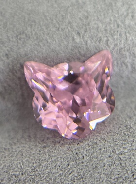 粉色【招财猫】幸运小猫宝石7*7MM尖底高碳钻 饰品配钻diy镶嵌