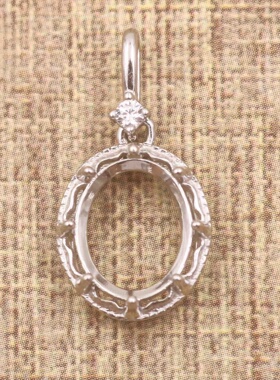 蛋形925银戴妃款吊坠空托围锆代裸石镶嵌18k金多规格首饰吊坠空托