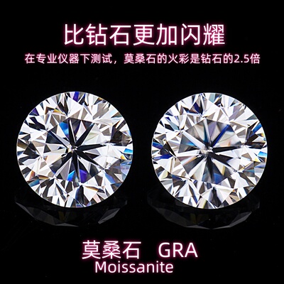 超白极闪D色莫桑钻裸石八心八箭厘石碎钻补钻VVS圆形微镶嵌高配石