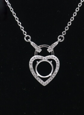 圆形925银戴妃款项链空托围锆代裸石镶嵌18k 首饰DIY项链空托