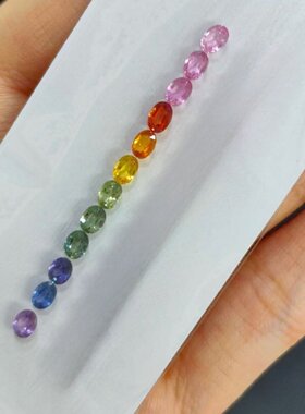 蛋形实验室培育彩虹渐变配石裸石 耐高温 首饰手链戒指蜡镶