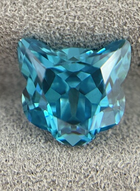【招财猫】7*7MM海蓝色猫头异形小众尖底高碳钻人造合成锆石新品